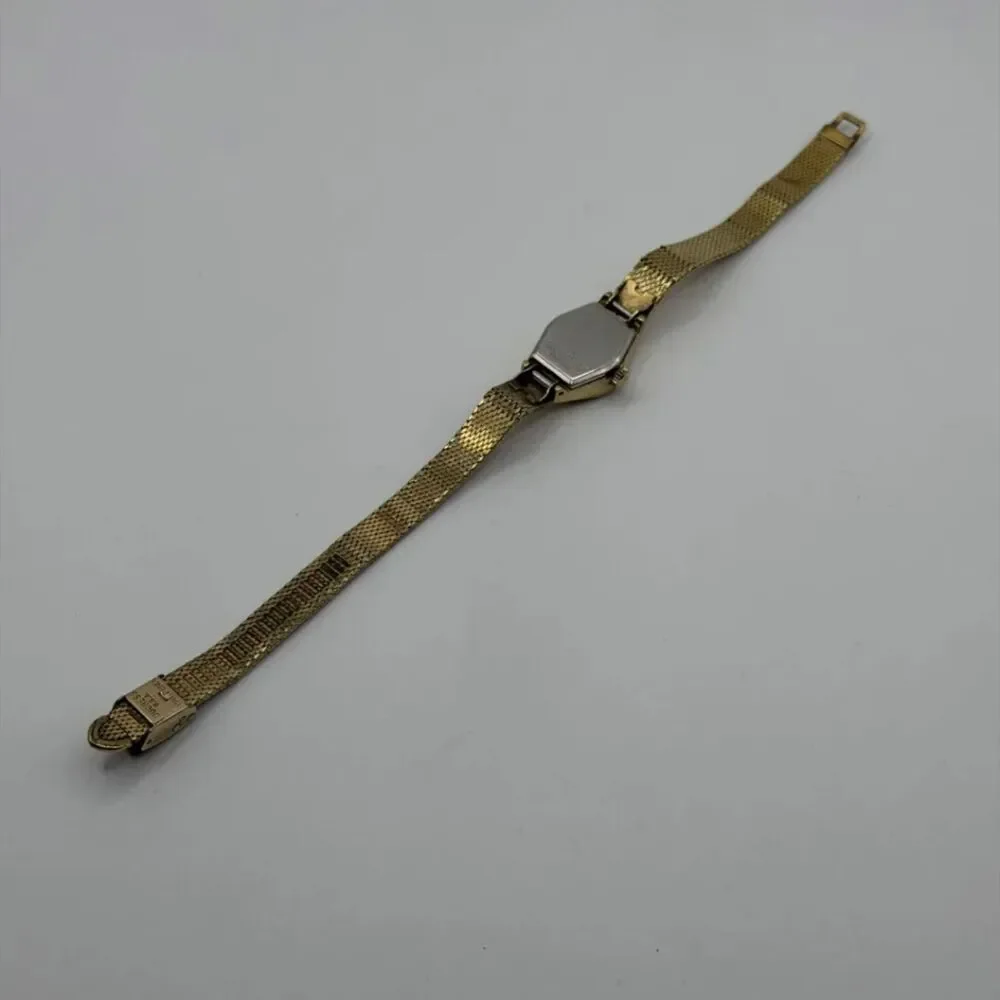 Vintage Bulova Gold Tone Hexagonal Manual Wind Mesh Bracelet Women's Watch
